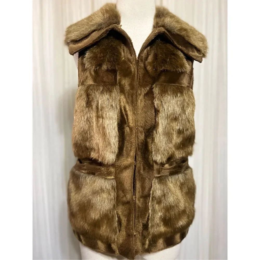 RLZ Brown Faux Fur Vest Size XXS
